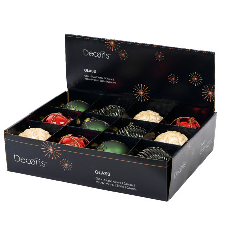 KUGLA NOVOGODIŠNJA 8CM ZELENO CRVENA 062633 