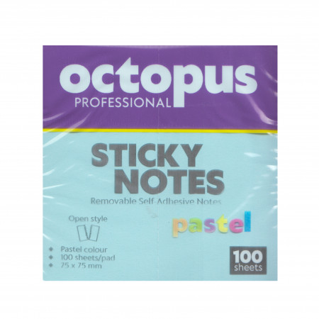 BLOK SAMOLEPLJIVI 75x75 100 LISTA PASTEL PLAVI OCTOPUS UNL-2041 