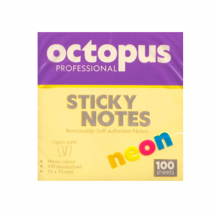 BLOK SAMOLEPLJIVI 75x75 100 LISTA NEON NARANDŽASTI OCTOPUS UNL-2045 