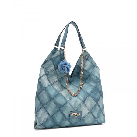 TORBA NICOLE LEE P17089 BLUE CHAIN FW2024 