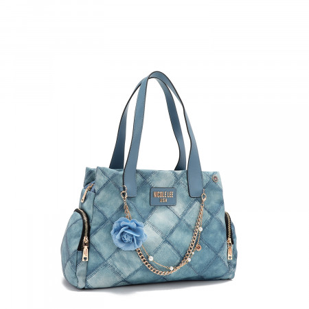 TORBA NICOLE LEE P17091 BLUE CHAIN FW2024 