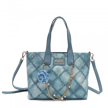 TORBA NICOLE LEE P17093 BLUE CHAIN FW2024 
