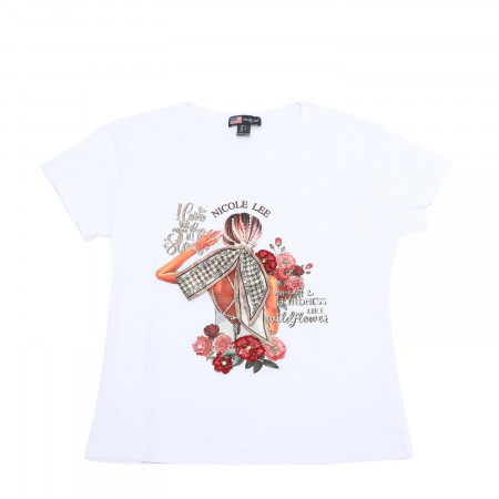 MAJICA NICOLE LEE TOP7701 BLIND DATE 2XL WHITE FW2024 