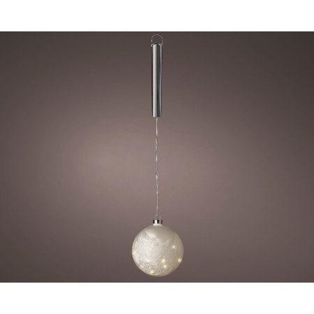 KUGLA NOVOGODIŠNJA 14CM SA LAMPICAMA FROST/WARM WHITE 487009 