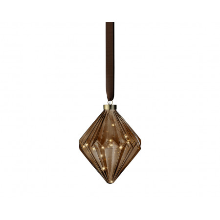 NOVOGODIŠNJI UKRAS DIJAMANT BRAON SA LED SVETLOM 16X20CM 487595 