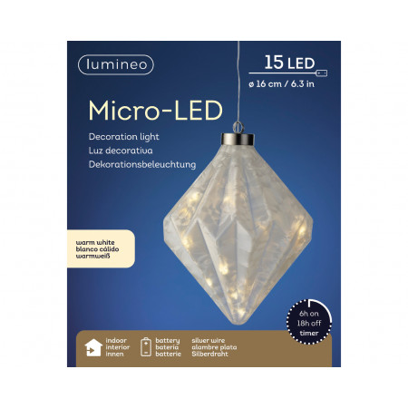 NOVOGODIŠNJI UKRAS DIJAMANT FROST SA LED SVETLOM 16X20CM 487607 