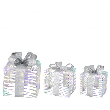 NOVOGODIŠNJI UKRAS POKLON KUTIJA SET 3/1 SA LED SVETLOM 25X5X30CM 487660 