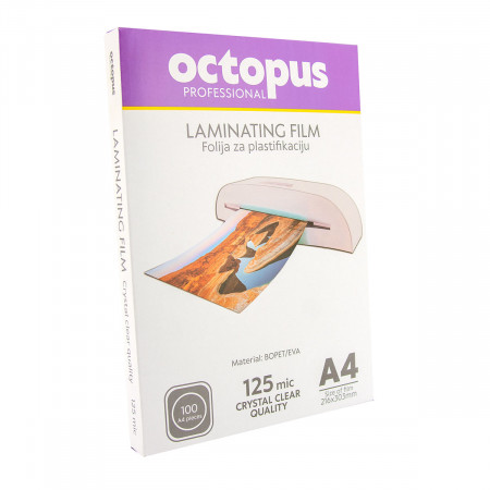 FOLIJA ZA PLASTIFICIRANJE A4 125mic 100/1 OCTOPUS UNL-2083 