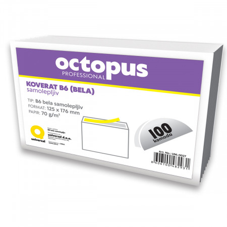 KOVERAT B6 BELI 100/1 SAMOLEPLJIVI OCTOPUS UNL-0027 