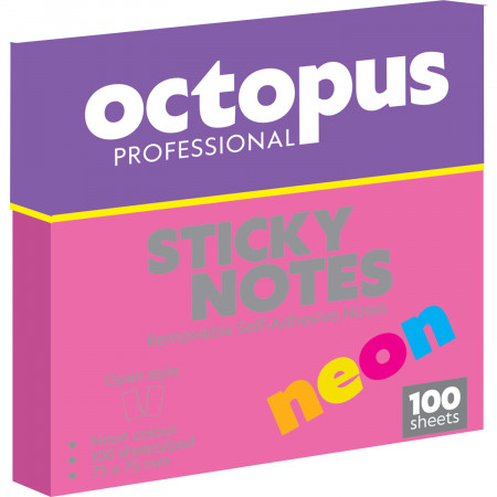 BLOK SAMOLEPLJIVI 75x75 100 LISTA NEON OCTOPUS UNL-0180 