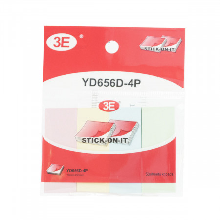 BLOK SAMOLEPLJIVI 19x50 200 LISTA 4 BOJE PASTEL YD656D-4P 