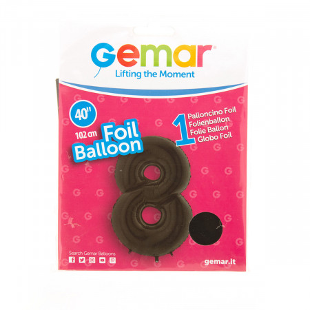 BALON BROJ 8 102cm CRNI FOLIJA GEMAR 140880 