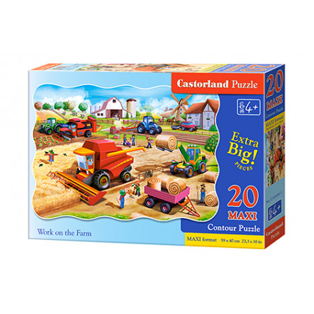 PUZZLE 20 DELOVA MAXI C-02436-1 WORK ON THE FARM CASTORLAND 