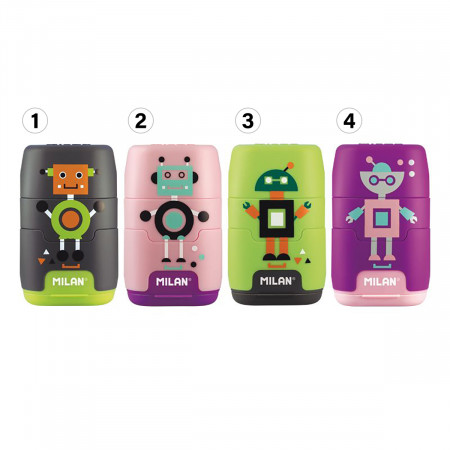 ZAREZAČ SA GUMICOM COMPACT HAPPY BOTS MILAN 4722116 
