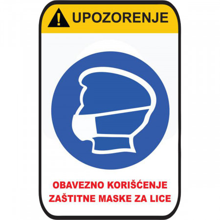 NALEPNICA A4 UPOZORENJE OBAVEZNO KORIŠĆENJE MASKE 3/1 OCTOPUS UNL-1560 
