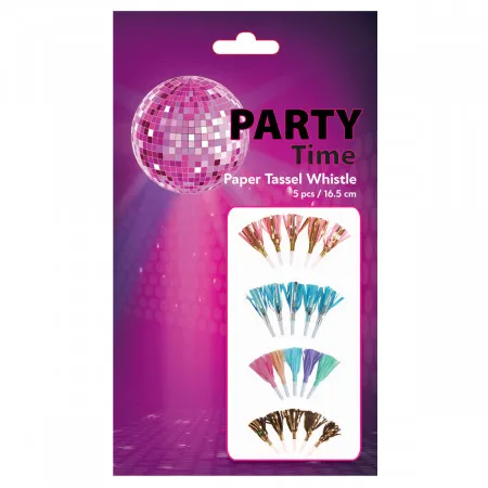 PARTY PAPER TASSEL WHISTLE 5/1 PINK UNL-1411 