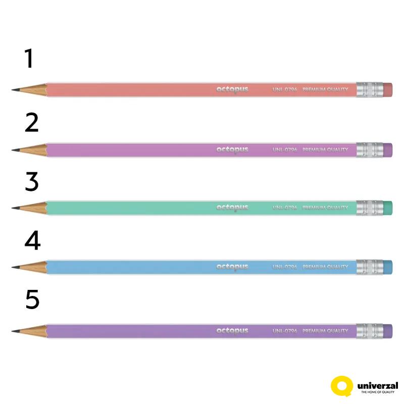 OLOVKA GRAFITNA HB SA GUMICOM 1/1 TRIANGULAR PASTEL LINES OCTOPUS UNL-1596 