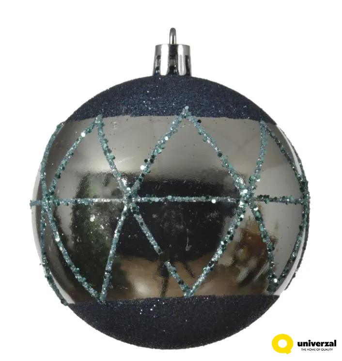 KUGLA NOVOGODIŠNJA SHINY GLITTER 8CM SILVER 020988 