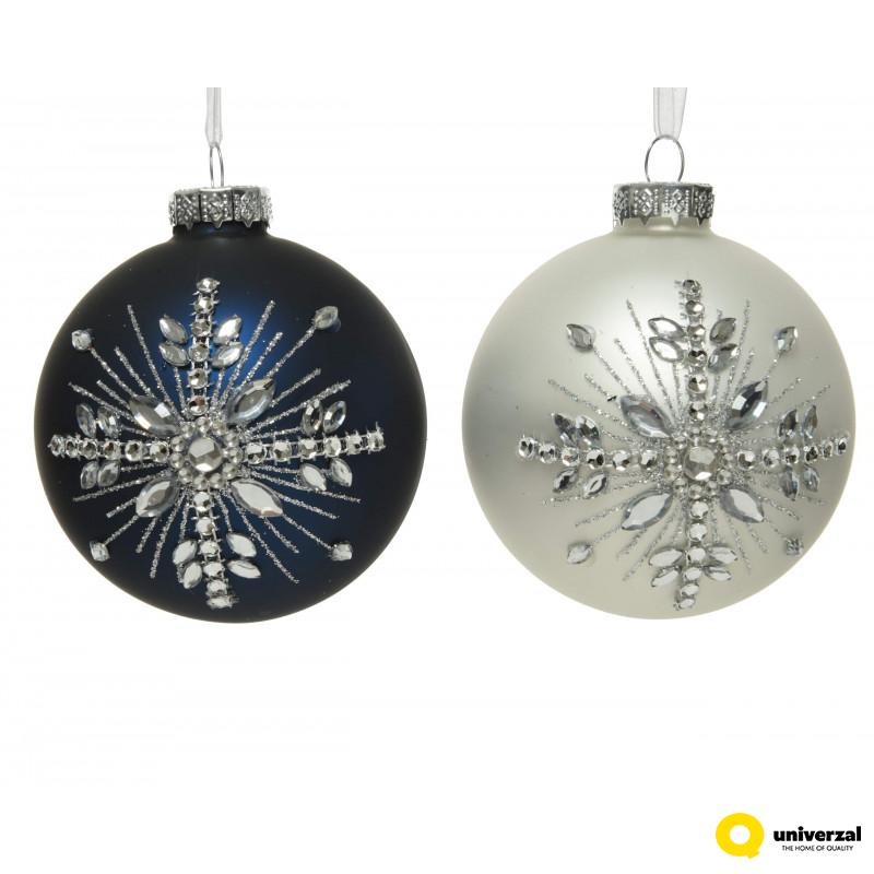 KUGLA NOVOGODIŠNJA SA PAHULJOM 8CM MIX 030187 