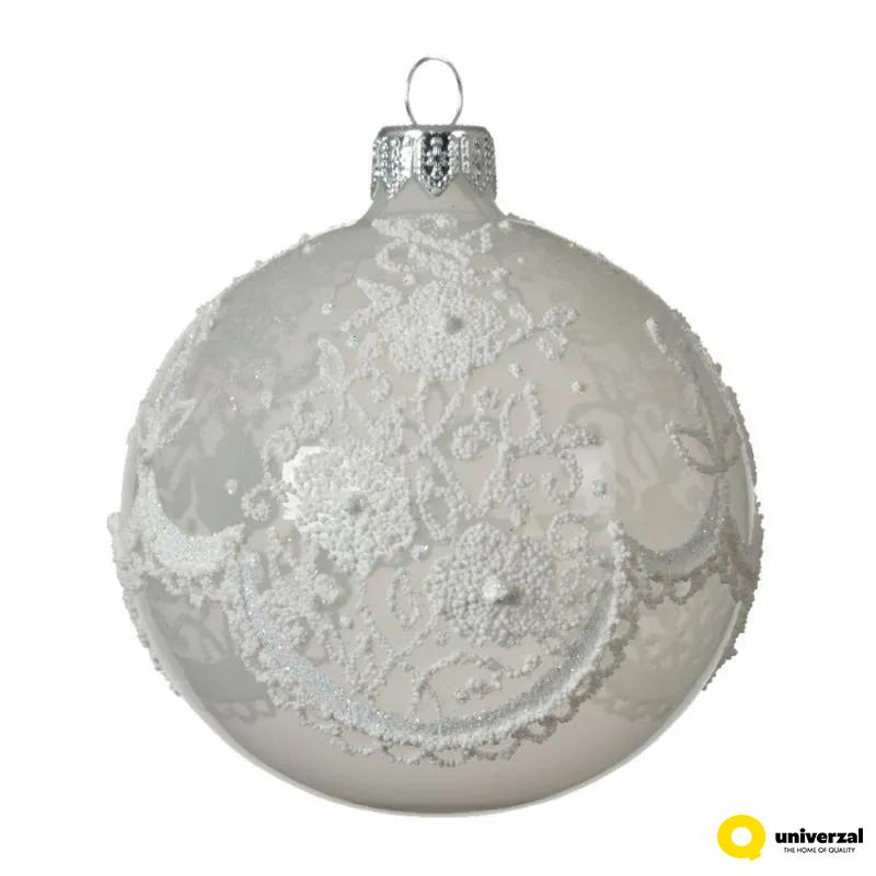 KUGLA NOVOGODIŠNJA 8CM WINTER WHITE TRANSPARENT 050593 