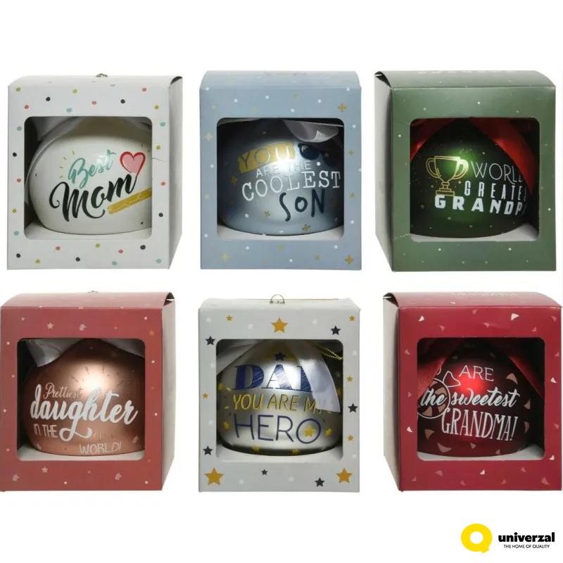 KUGLA NOVOGODIŠNJA STAKLENA 10CM MIX 061840 