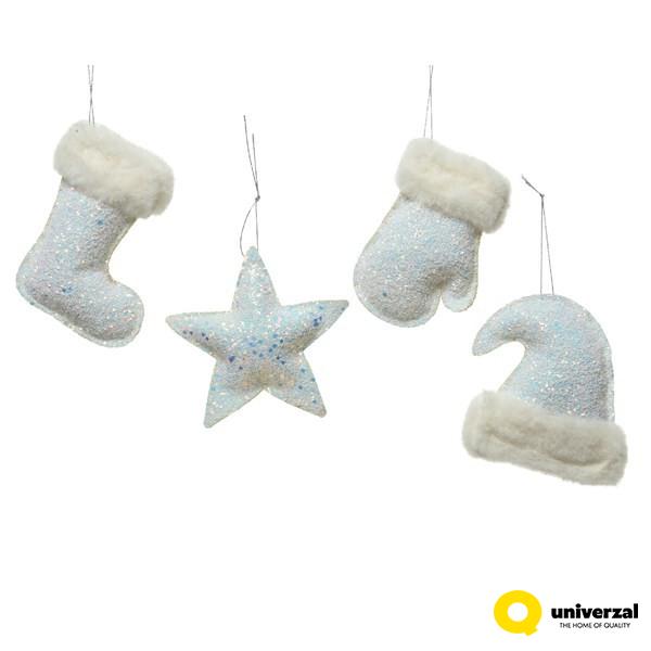 UKRAS NOVOGODIŠNJI POLYESTER GLITTER 1X9X10CM WHITE 610427 