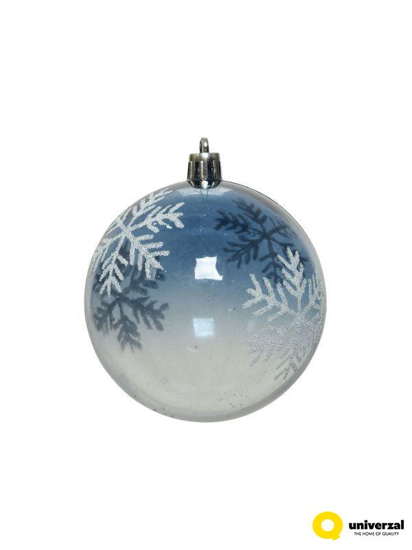 KUGLA NOVOGODIŠNJA SA PAHULJOM 8CM PLAVA 020987 