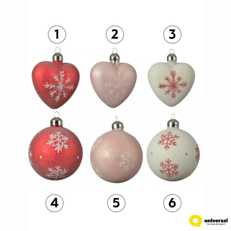 KUGLA NOVOGODIŠNJA STAKLENA SA PAHULJOM GLITTER 8CM 030036 