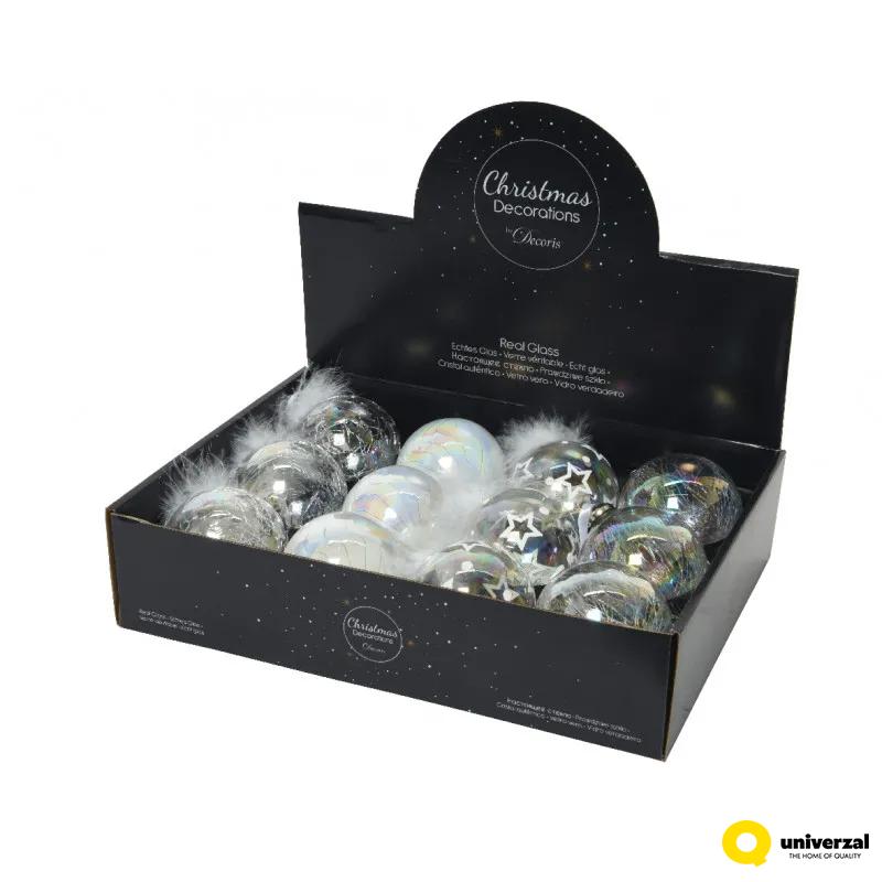 KUGLA NOVOGODIŠNJA STAKLENA IRIDESCENT 8CM CLEAR 069306 