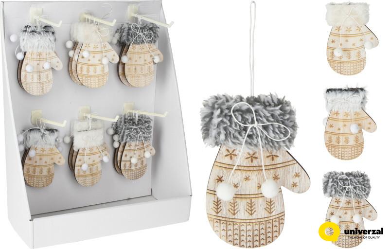 UKRAS NOVOGODIŠNJI RUKAVICA DRVENA 12CM ABJ432430 