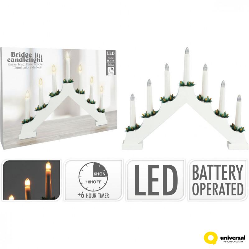 SVEĆNJAK UKRASNI MOST DRVENI SA LED SVETLOM AX8000160 