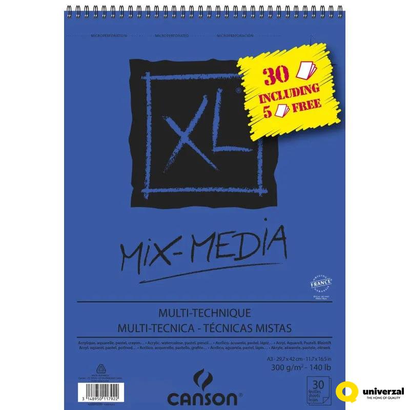 BLOK A3 300g 30LISTA XL MIX MEDIA CANSON 400076299 