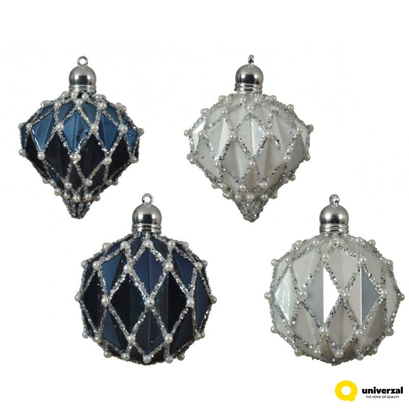 KUGLA NOVOGODIŠNJA STAKLENA 8CM MIX GLITER 030109 