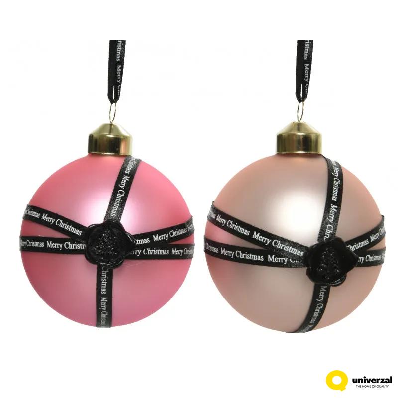 KUGLA NOVOGODIŠNJA STAKLENA 8CM SA TRAKOM SATEN 061511 