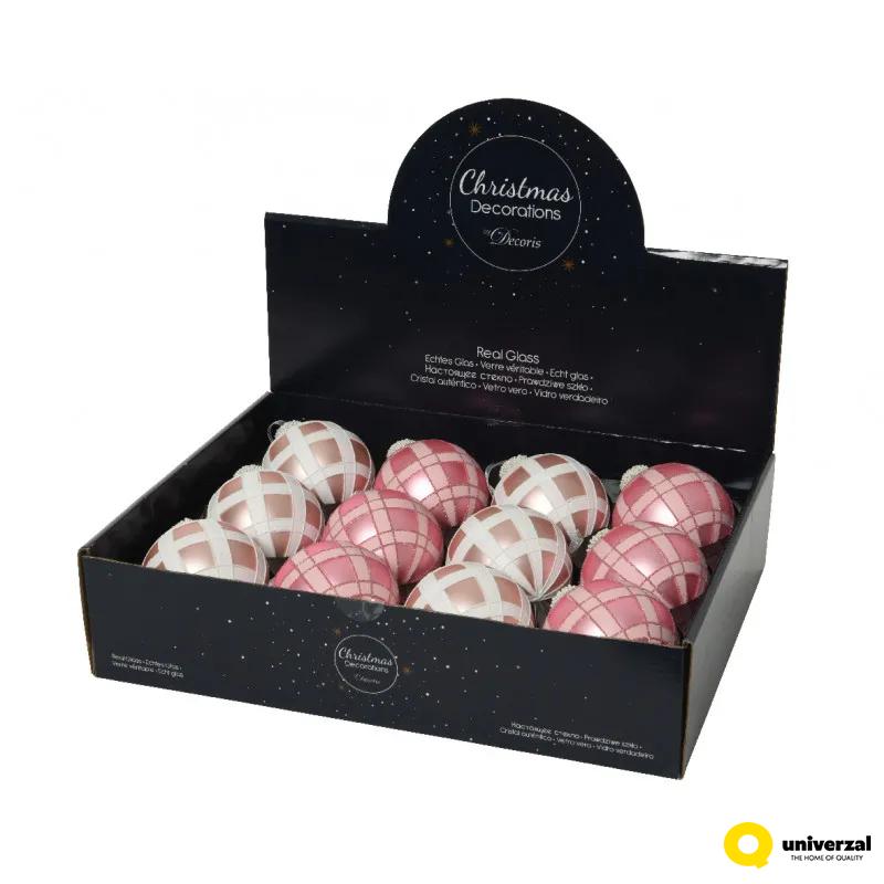 KUGLA NOVOGODIŠNJA STAKLENA 8CM PINK 061986 