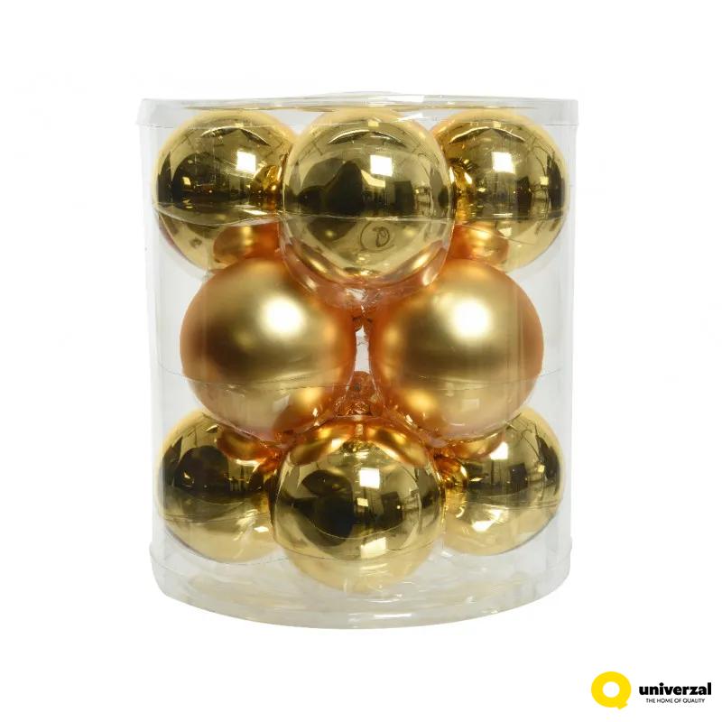 KUGLA NOVOGODIŠNJA STAKLENA 12/1 8CM ZLATNA 141300 