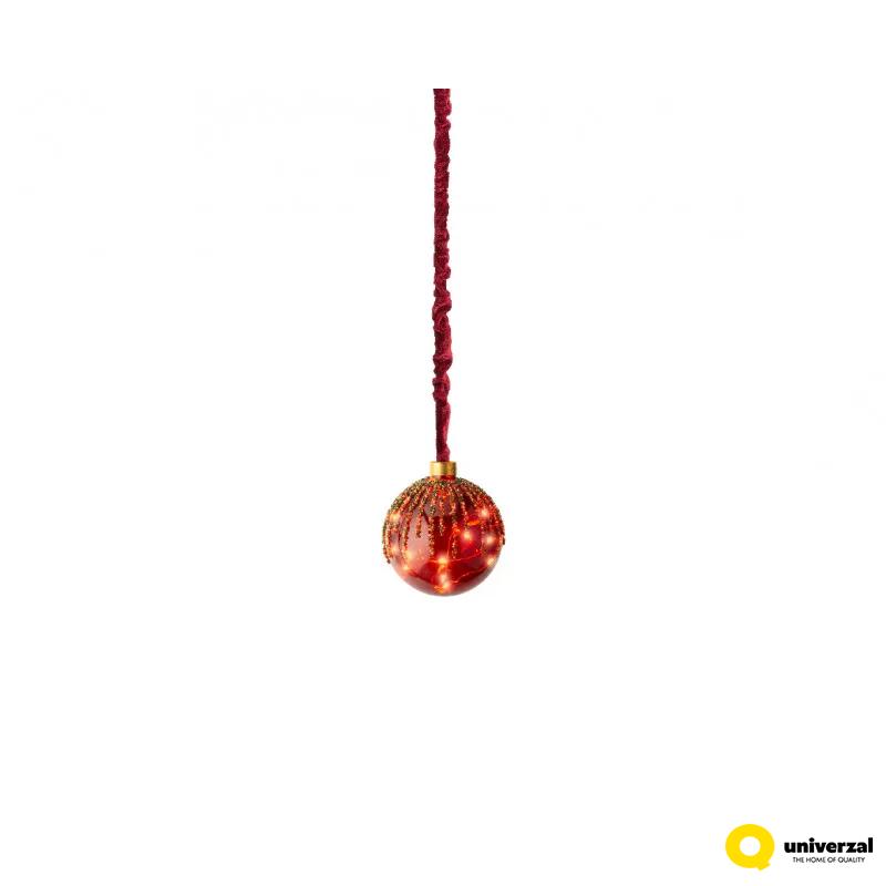 KUGLA NOVOGODIŠNJA SA LED SVETLOM 10CM CRVENA 486304 
