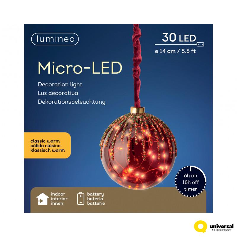 KUGLA NOVOGODIŠNJA SA LED SVETLOM 14CM CRVENA 486305 