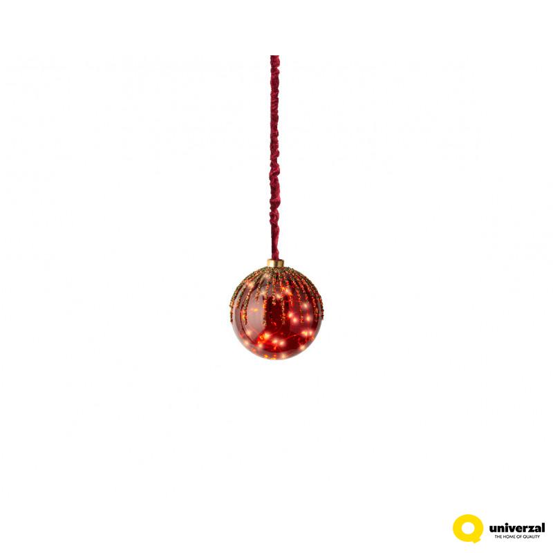 KUGLA NOVOGODIŠNJA SA LED SVETLOM 14CM CRVENA 486305 