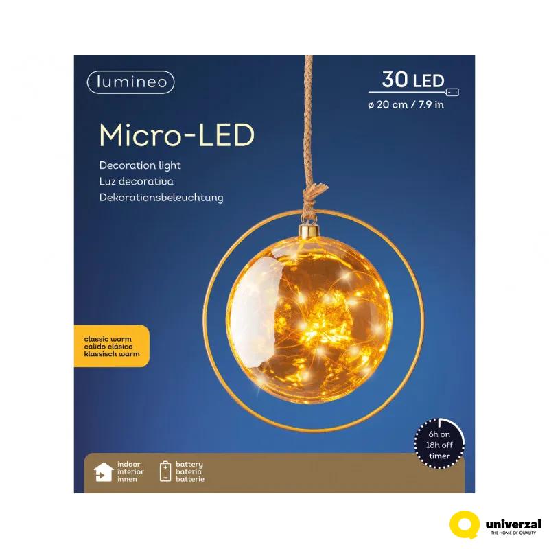 KUGLA NOVOGODIŠNJA SA LED SVETLOM 20CM AMBER 486317 