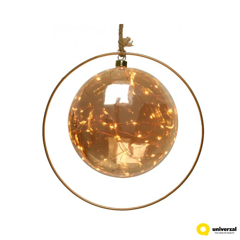 KUGLA NOVOGODIŠNJA SA LED SVETLOM 20CM AMBER 486317 