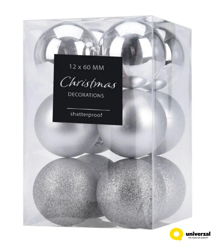 KUGLA NOVOGODIŠNJA 12/1 6CM SREBRNA CAN204610 