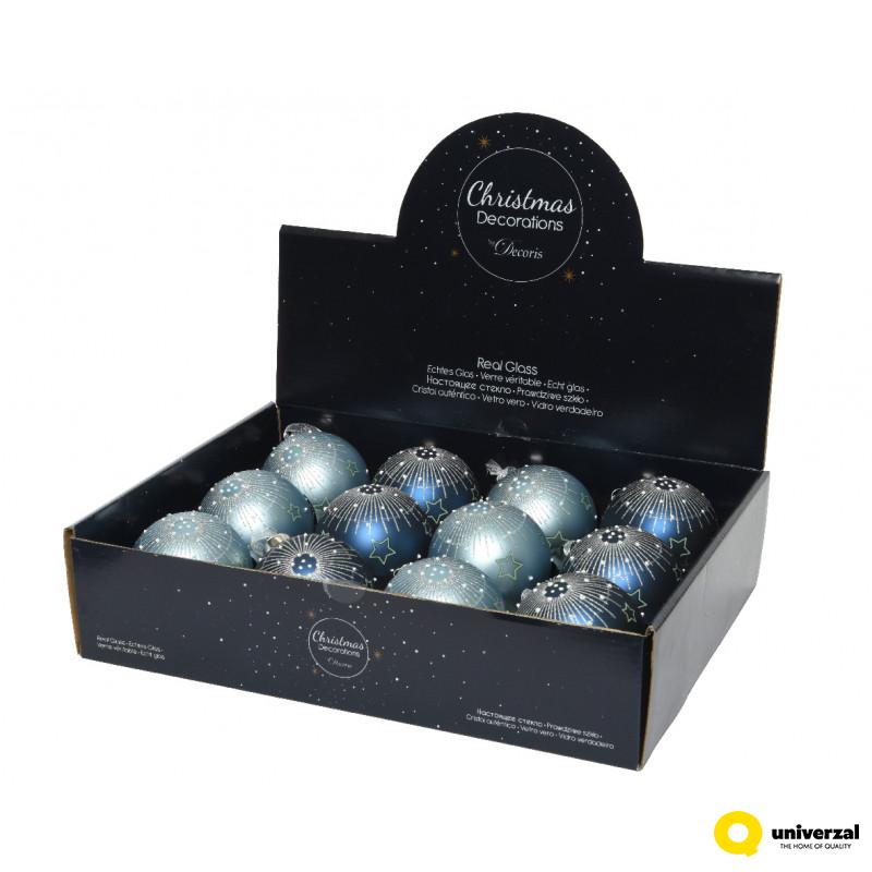 KUGLA NOVOGODIŠNJA STAKLENA 8CM PLAVA 061487 