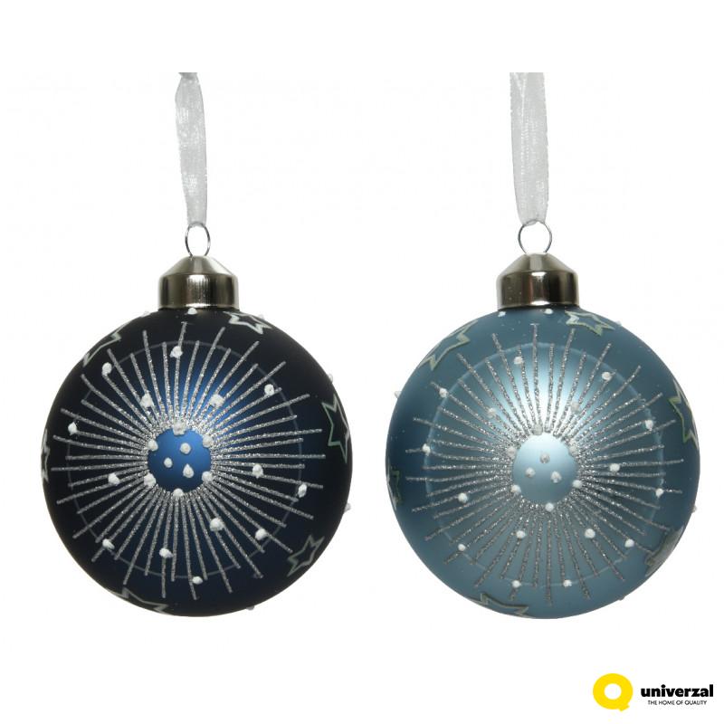 KUGLA NOVOGODIŠNJA STAKLENA 8CM PLAVA 061487 