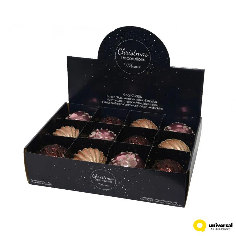 KUGLA NOVOGODIŠNJA STAKLENA 10CM PINK 062613 