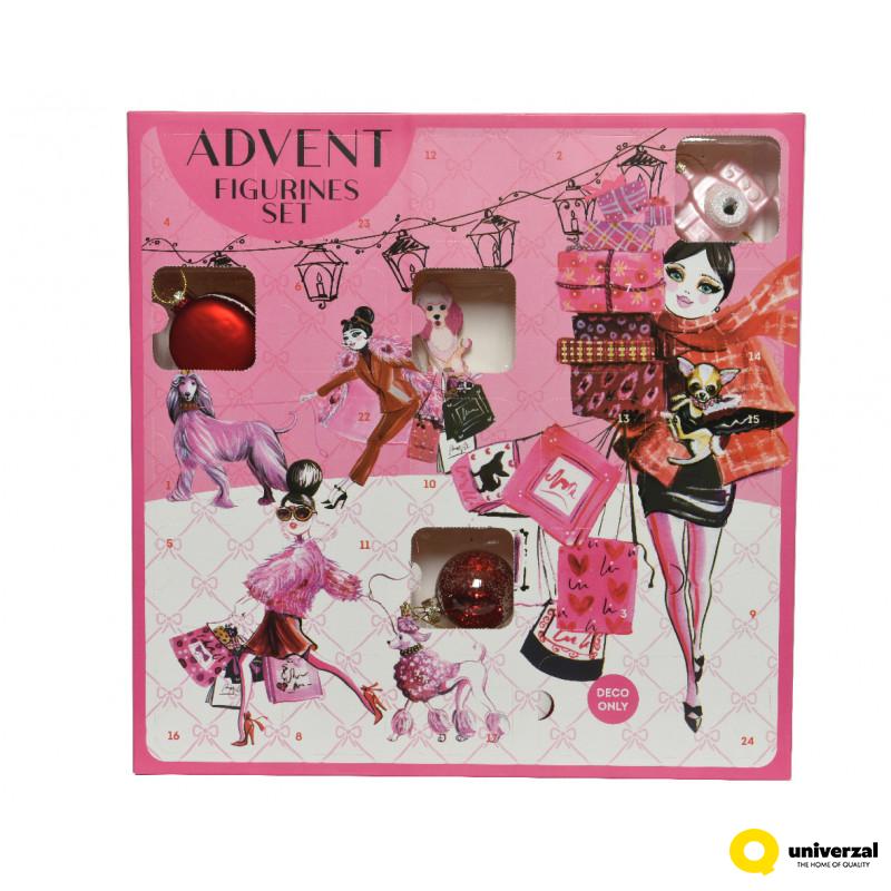 ADVENT UKRASI SET STAKLENI 68.5X6/.5X5.5CM 121006 