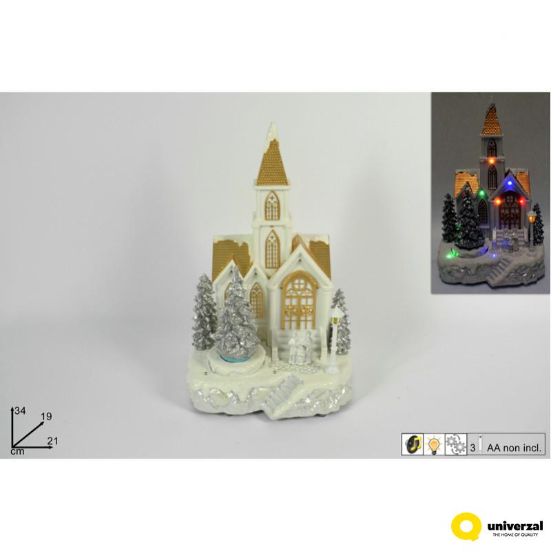 NOVOGODIŠNJI UKRAS KUĆA MUZIČKA SA SVETLOM 34X19X21CM LN000709A 
