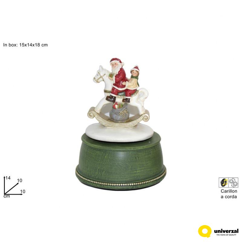 NOVOGODIŠNJI UKRAS FIGURA DEDA MRAZ NA KONJIĆU 15X14X18CM CM002737 