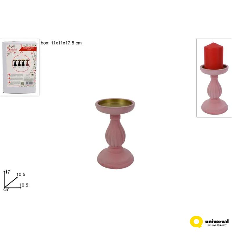UKRASNI SVEĆNJAK 17CM ROZA GI009642B 