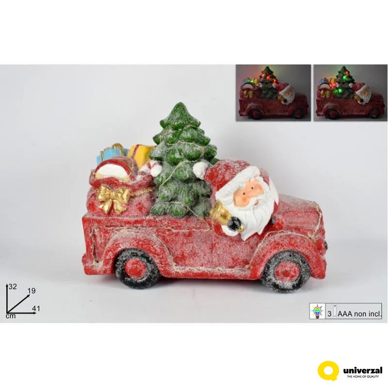 NOVOGODIŠNJA FIGURA AUTO SA DEDA MRAZOM 32X19X41CM RO009916 